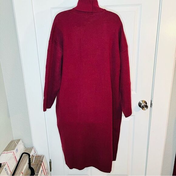 Red Dress Boutique Lush Long Sleeve In My Cozy Era Oxblood Red Midi Cardigan M - Picture 8 of 12